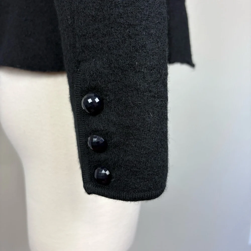 Jones New‎ York Petite Collection Wool Jacket Size M Black Ruffled Work Church